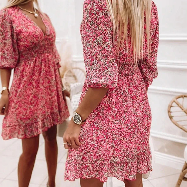 Geblümtes Chiffonkleid