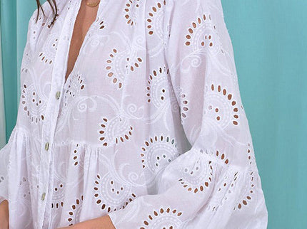 A-Linien Mini-Kleid mit V-Ausschnitt und ausgestellten Ärmeln