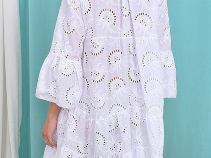 A-Linien Mini-Kleid mit V-Ausschnitt und ausgestellten Ärmeln
