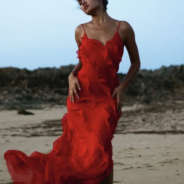 Rote Chiffon-Unterkleider für Damen