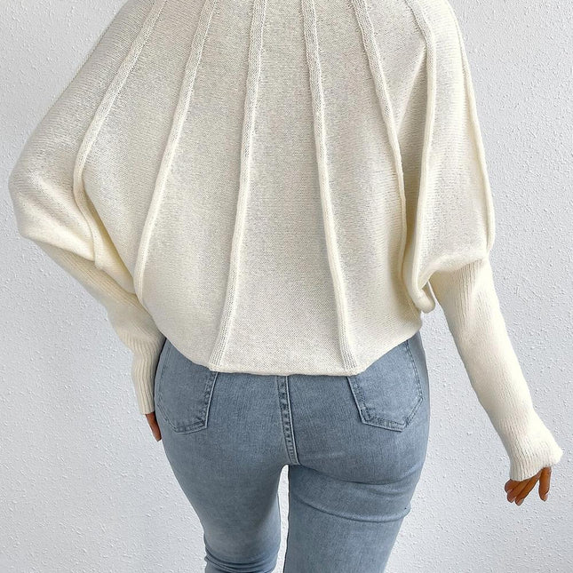 Kaschmir-Strickpullover mit Fledermausärmeln
