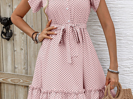 Plissiertes A-Linien-Minikleid mit gebundener Taille