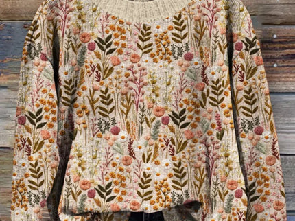 Gemütlicher floraler Strickpullover für herbstliche Lagenlooks