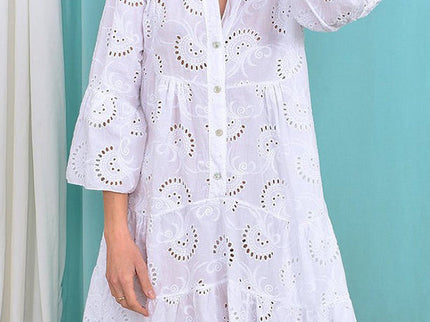 A-Linien Mini-Kleid mit V-Ausschnitt und ausgestellten Ärmeln