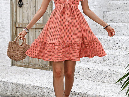 Plissiertes A-Linien-Minikleid mit gebundener Taille