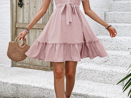 Plissiertes A-Linien-Minikleid mit gebundener Taille