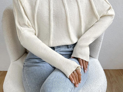 Kaschmir-Strickpullover mit Fledermausärmeln