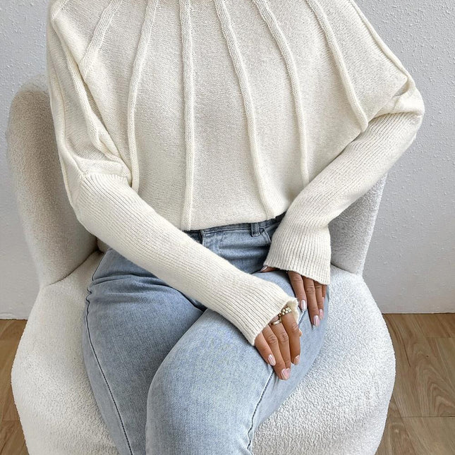 Kaschmir-Strickpullover mit Fledermausärmeln
