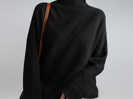 Gemütlicher geometrischer Strickpullover mit Rollkragen