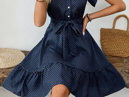 Plissiertes A-Linien-Minikleid mit gebundener Taille