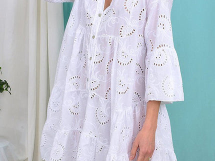 A-Linien Mini-Kleid mit V-Ausschnitt und ausgestellten Ärmeln