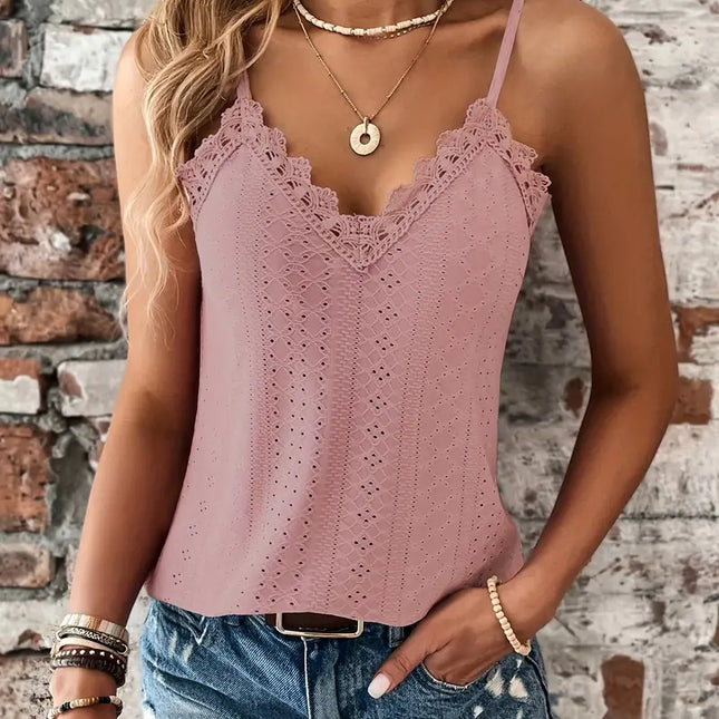 Sizzle Öse Kontrast Spitze Cami Top