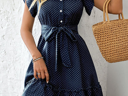 Plissiertes A-Linien-Minikleid mit gebundener Taille