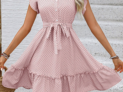 Plissiertes A-Linien-Minikleid mit gebundener Taille