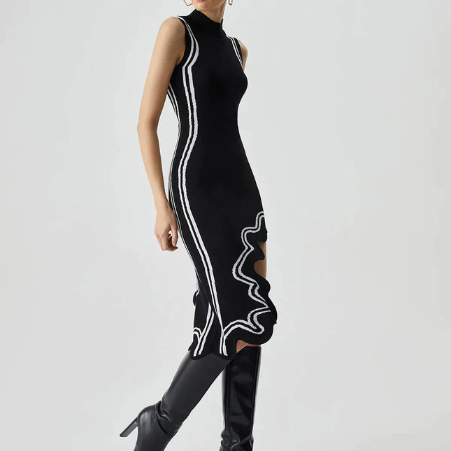 Asymmetrisches Strickkleid