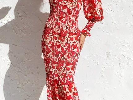 Floraler Bischofsärmel Midikleid