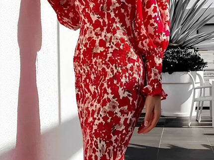 Floraler Bischofsärmel Midikleid