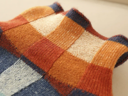 Patchwork-Rollkragenpullover