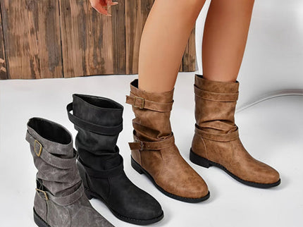 Schicke Leder-Stiefel mit Schnallendetail