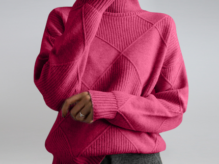 Gemütlicher geometrischer Strickpullover mit Rollkragen
