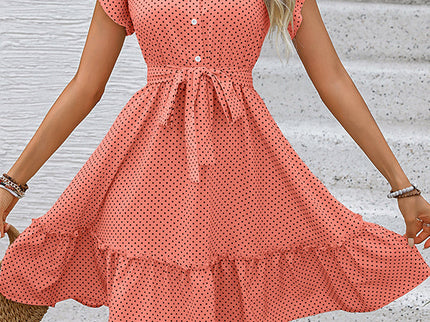 Plissiertes A-Linien-Minikleid mit gebundener Taille
