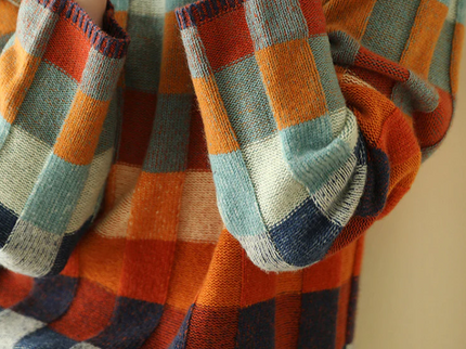 Patchwork-Rollkragenpullover