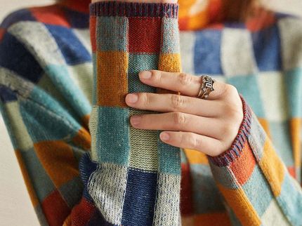 Patchwork-Rollkragenpullover